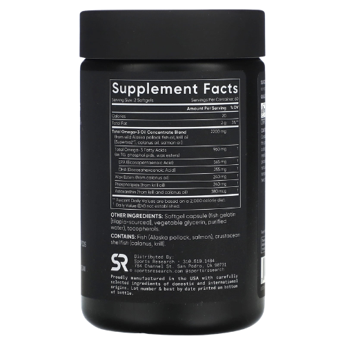 Sports Research Omega-3 Softgels 120-Count Full-Spectrum