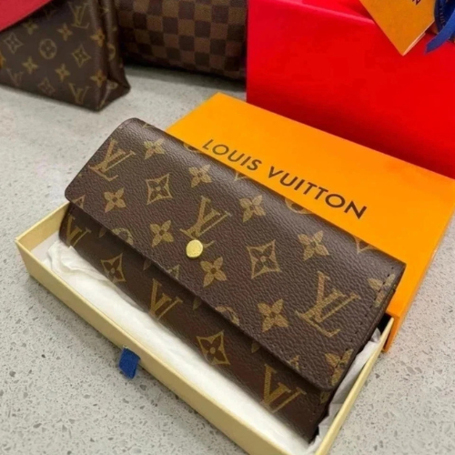 Louis Vuitton Sarah Monogram Canvas Long Wallet Brown