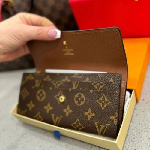 Louis Vuitton Sarah Monogram Canvas Long Wallet Brown