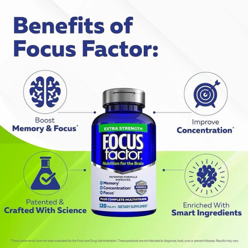 Focus Factor Adults Extra Strength Brain Health Supplement 120 Count