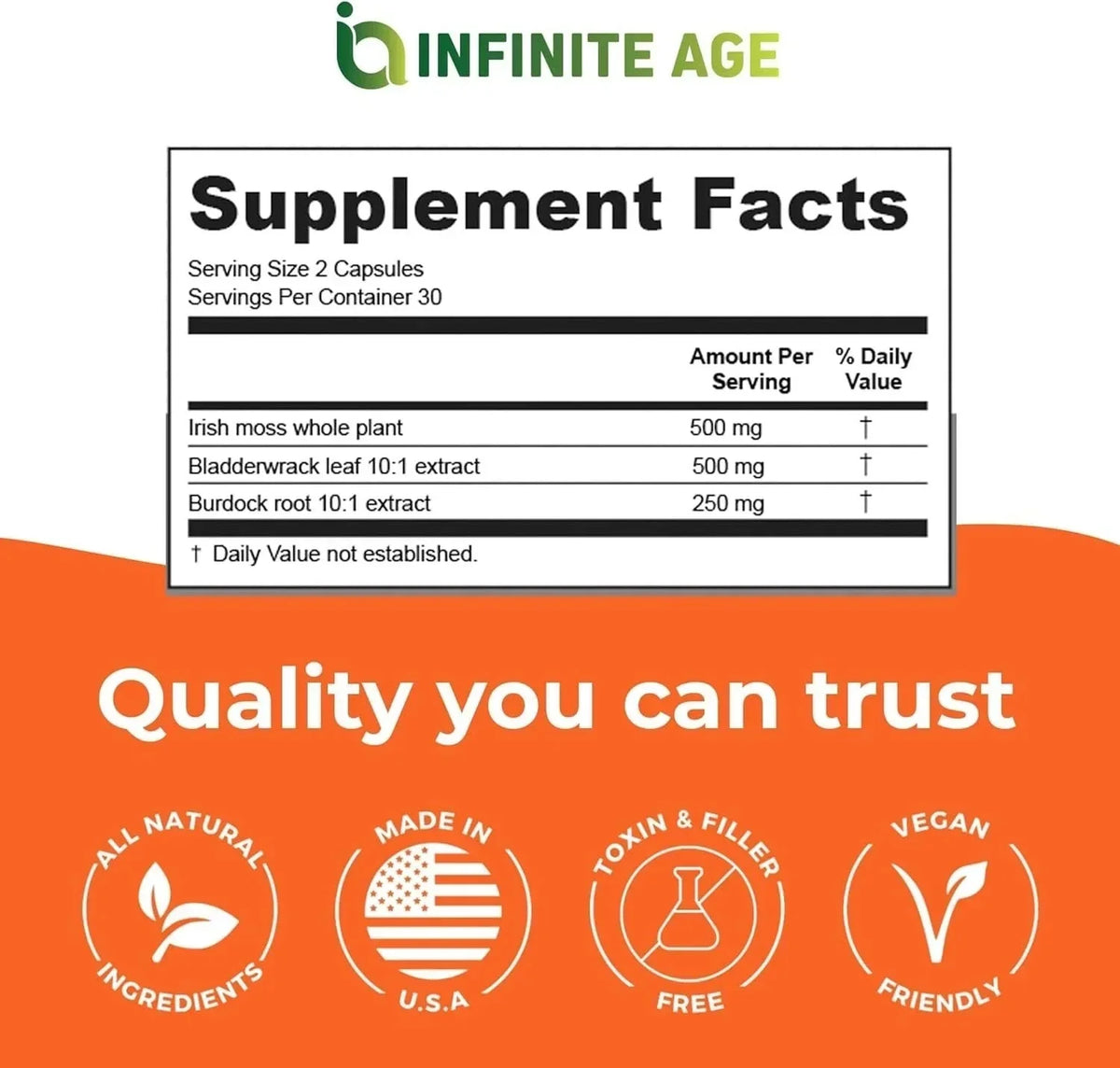 Infinite Age Sea Moss Advanced High-Potency Vegan Capsules 60 Count