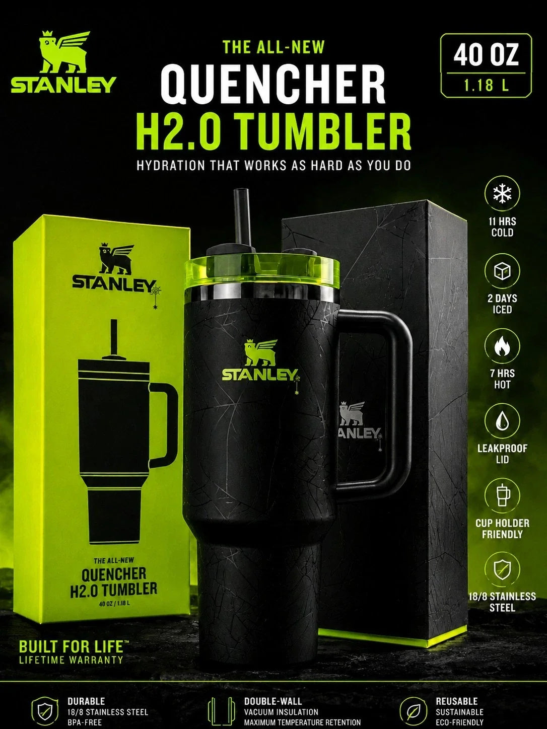 Stanley Halloween Web Glow H2.0 FlowState Tumbler 1.18L