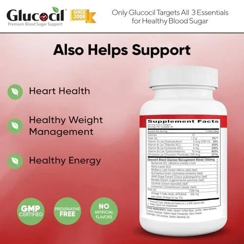 Glucocil Blood Sugar Support Supplement 120 Softgels