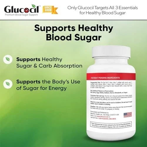 Glucocil Blood Sugar Support Supplement 120 Softgels