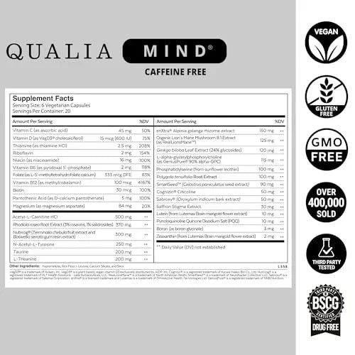 Caffeine-Free Brain Support Supplement for Focus and Memory